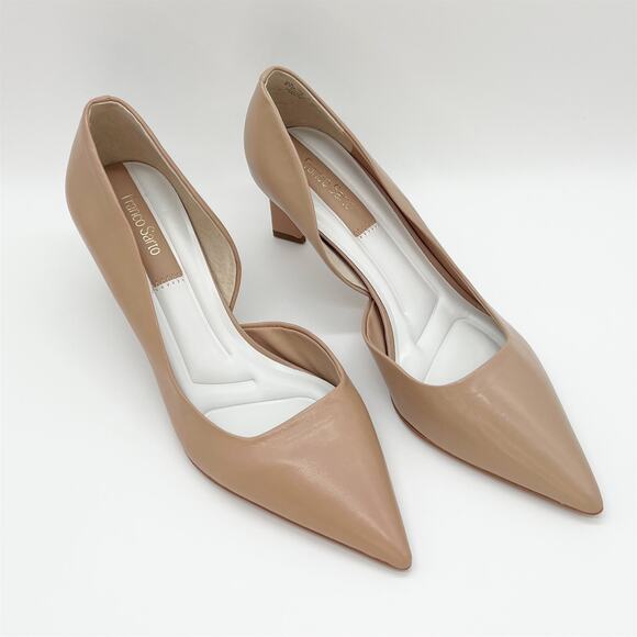 NEW! Franko Sarto Tana Leather Half d'Orsay Heel Women's Size 8.5 - Tan/Sand - Picture 2 of 8